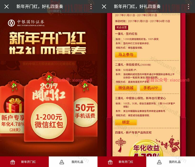 中国银行中银国际证券新年开户送1 200元微信红包和50元话费 免费话费 微信红包 0撸羊毛 理财羊毛 第3张 中国银行中银国际证券新年开户送1 200元微信红包和50元话费 免费话费 微信红包 0撸羊毛 理财羊毛 第3张