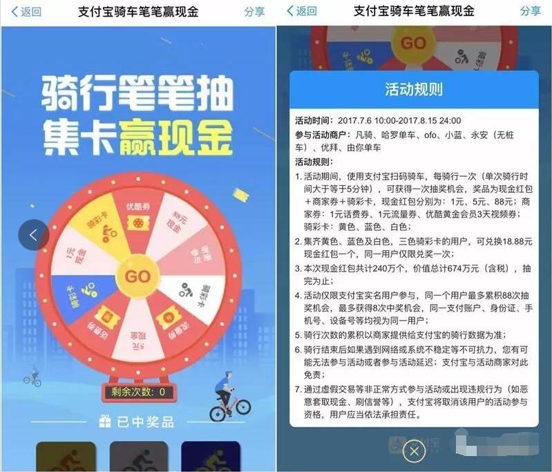 支付宝骑行集卡抽奖送1 88元现金红包 支付宝红包 活动线报 第3张 支付宝骑行集卡抽奖送1 88元现金红包 支付宝红包 活动线报 第3张