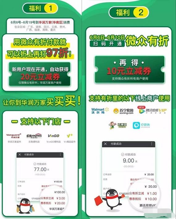 华润万家微众有折付款打97折送20元立减券 优惠卡券 优惠福利 第1张 华润万家微众有折付款打97折送20元立减券 优惠卡券 优惠福利 第1张