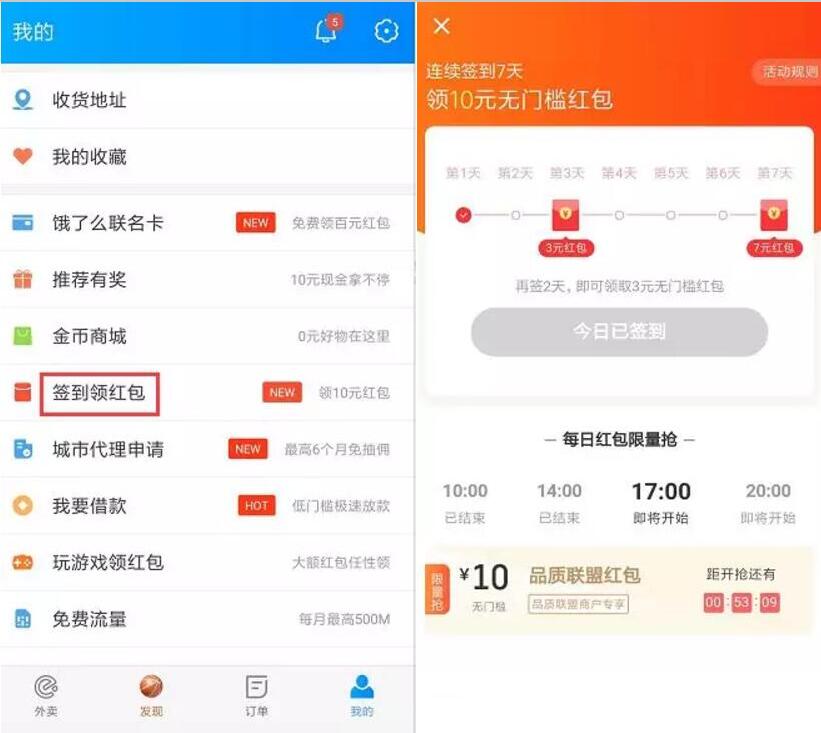 饿了么APP连续签到送最高14元饿了么无门槛券 外卖优惠券 优惠福利  第2张