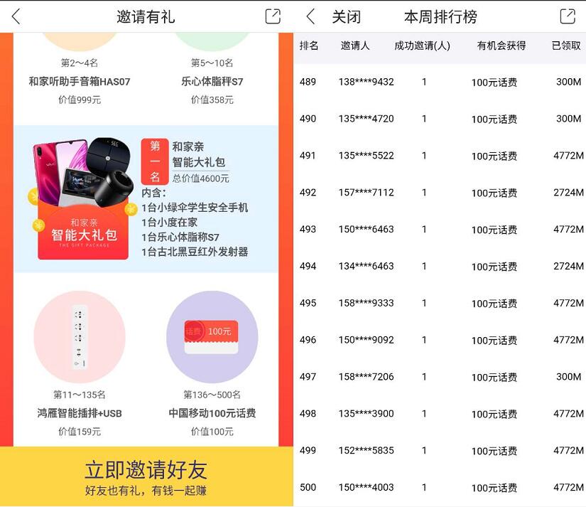 中国移动和家亲APP邀请好友送最少100元移动话费 免费话费 活动线报 第3张 中国移动和家亲APP邀请好友送最少100元移动话费 免费话费 活动线报 第3张