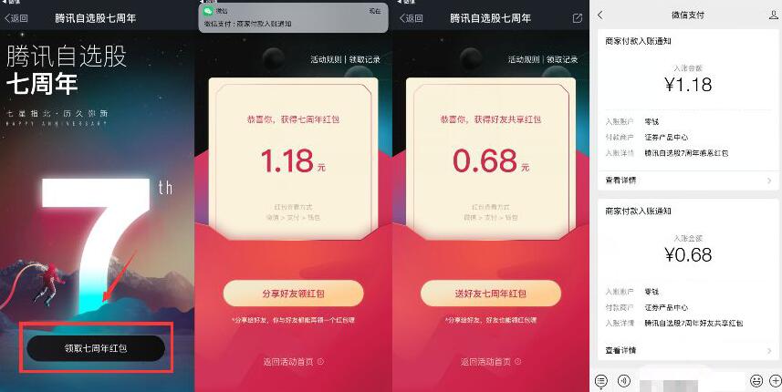 腾讯自选股7周年庆分享送亲测1.86微信红包 微信红包 活动线报  第3张