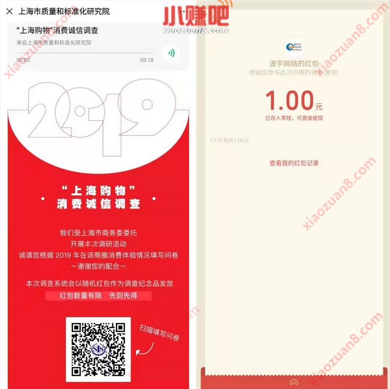 上海市质量和标准化研究院调查问卷送1元微信红包 微信红包 活动线报  第3张