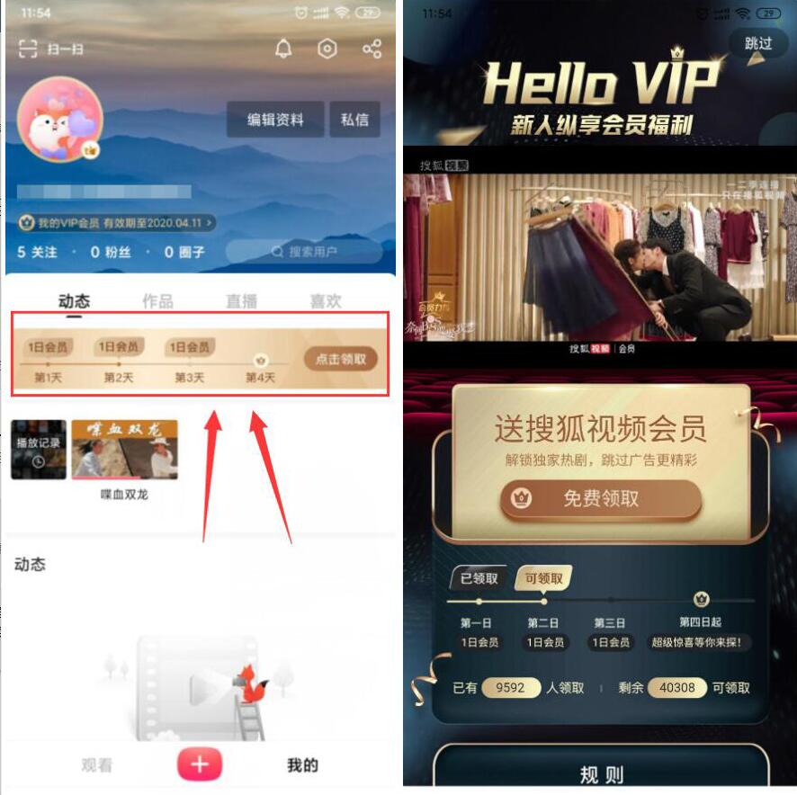 搜狐视频APP每天签到免费领取3天搜狐视频会员 搜狐视频会员 免费会员VIP 活动线报  第2张