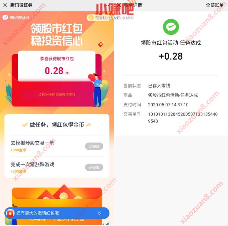 腾讯微证券领股市红包活动抽奖，亲测0.28元微信红包 腾讯微证券 微信红包 活动线报  第3张