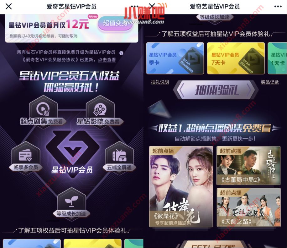 爱奇艺星钻VIP会员五大权益体验，抽奖送爱奇艺星钻会员 爱奇艺星钻VIP会员 爱奇艺VIP会员 免费会员VIP 活动线报  第3张