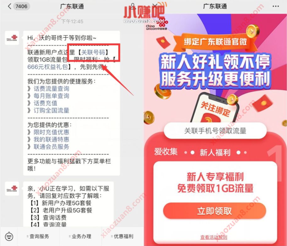 广东联通公众号，新人福利领取1G广东联通流量 广东联通 免费流量 活动线报  第3张