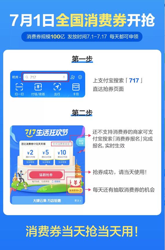 支付宝717生活狂欢节,100亿全国消费券开抢 支付宝消费券 支付宝717生活狂欢节 支付宝红包 活动线报 第3张 支付宝717生活狂欢节,100亿全国消费券开抢 支付宝消费券 支付宝717生活狂欢节 支付宝红包 活动线报 第3张