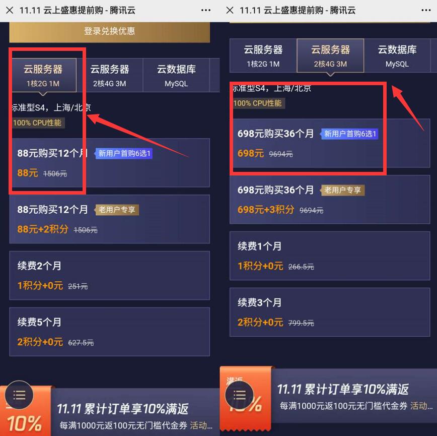 腾讯云双11云上盛惠,88元1年1核2G,698元3年2核4G服务器 腾讯云双11 腾讯云服务器 优惠卡券 优惠福利 第3张 腾讯云双11云上盛惠,88元1年1核2G,698元3年2核4G服务器 腾讯云双11 腾讯云服务器 优惠卡券 优惠福利 第3张
