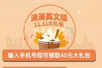 滴滴英文版本11.11大礼包，免费领滴滴10元直减券