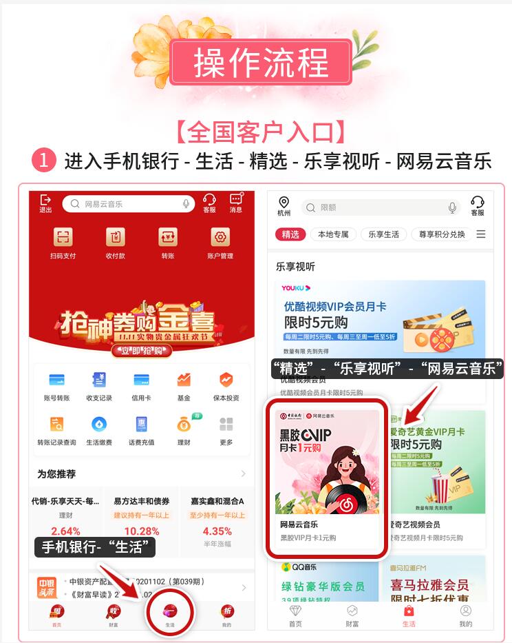 中国银行X网易云音乐,1元购网易云音乐黑胶VIP月卡 网易云音乐会员 免费会员VIP 活动线报 第3张 中国银行X网易云音乐,1元购网易云音乐黑胶VIP月卡 网易云音乐会员 免费会员VIP 活动线报 第3张