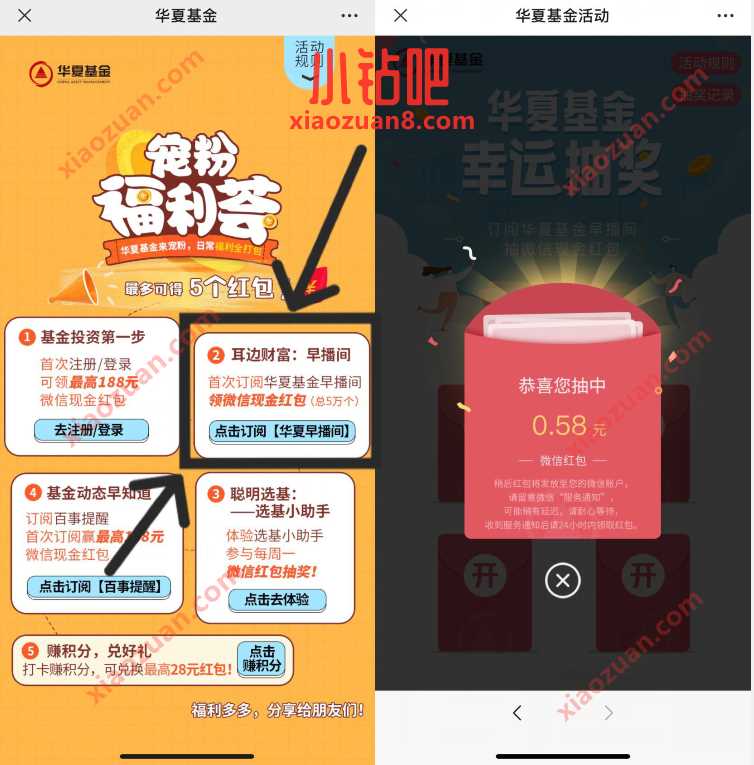 华夏基金新一期订阅抽奖,送0.58元微信红包 微信红包 活动线报 第3张 华夏基金新一期订阅抽奖,送0.58元微信红包 微信红包 活动线报 第3张