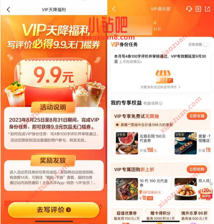 大众点评写评价，VIP天降福利写评价必得9.9无门槛券 优惠卡券 活动线报  第3张