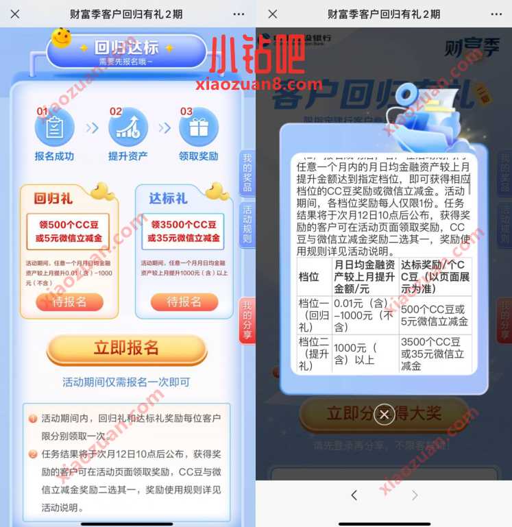 建行财富季客户回归有礼，领价值40元CC豆 京东e卡 京东 活动线报  第3张