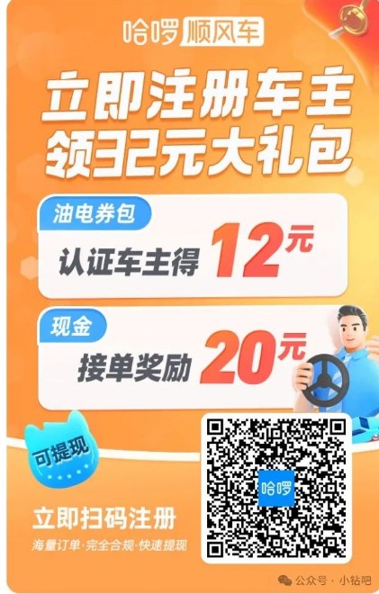 哈啰顺风车15元立减券,车主入驻再领32元礼包 哈啰活动 顺风车优惠券 打车优惠券 活动线报 第2张 哈啰顺风车15元立减券,车主入驻再领32元礼包 哈啰活动 顺风车优惠券 打车优惠券 活动线报 第2张
