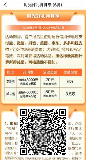 建行时光好礼月月享攻略，撸50京东e卡